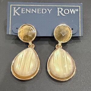 Gold and Cream Teardrop Earrings
